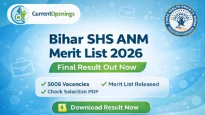 Bihar SHS ANM Merit List 2026 Final Result Download Selection List PDF