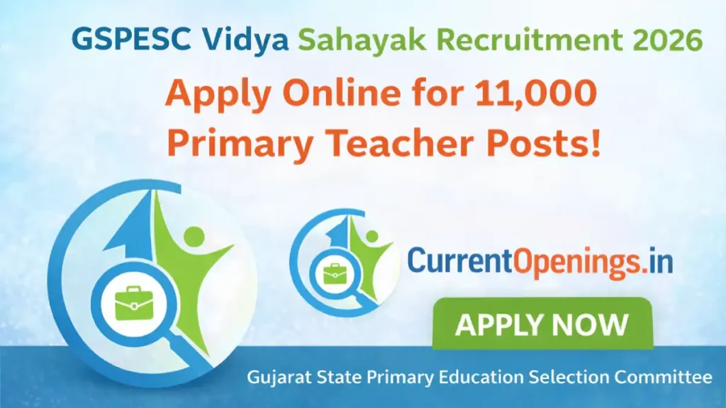 GSPESC Vidya Sahayak Recruitment 2026 banner apply online for 11000 primary teacher posts Gujarat