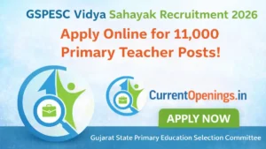 GSPESC Vidya Sahayak Recruitment 2026 banner apply online for 11000 primary teacher posts Gujarat