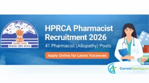 HPRCA Pharmacist Recruitment 2026 banner showing 41 Allopathy vacancies Himachal Pradesh government job