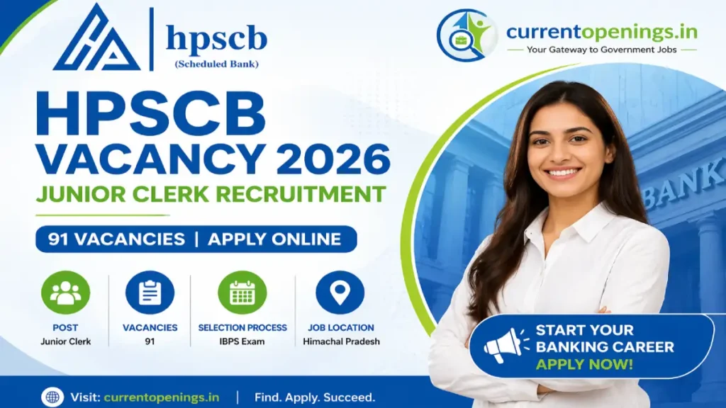 HPSCB Vacancy 2026 Junior Clerk Recruitment 91 Posts Apply Online Himachal Pradesh Bank Job