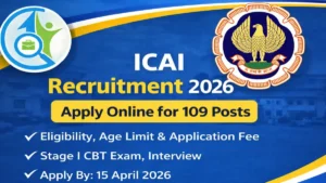 ICAI Recruitment 2026 banner apply online for 109 Executive Officer and Director posts