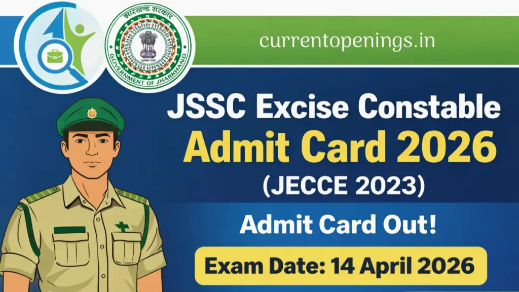 JSSC Excise Constable Admit Card 2026 JECCE 2023 exam date 14 April Jharkhand Utpad Sipahi hall ticket download