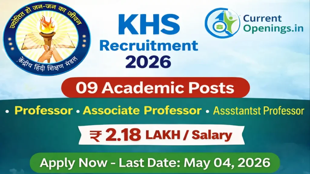 KHS Recruitment 2026 banner for 09 Professor, Associate Professor and Assistant Professor posts with salary up to ₹2.18 lakh