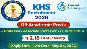 KHS Recruitment 2026 banner for 09 Professor, Associate Professor and Assistant Professor posts with salary up to ₹2.18 lakh