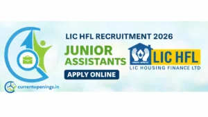 LIC HFL Junior Assistant Recruitment 2026 banner showing 180 vacancies apply online notification