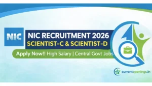 NIC Recruitment 2026 banner for Scientist C and Scientist D posts apply online high salary central government jobs