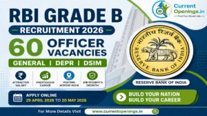 RBI Grade B Recruitment 2026 Apply Online for 60 Officer Posts