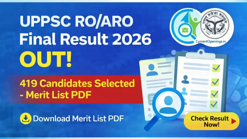 UPPSC RO ARO Final Result 2026 merit list PDF 419 candidates selected download link
