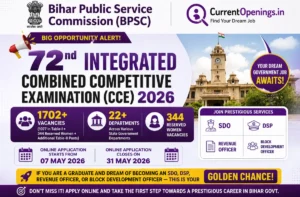 BPSC 72nd CCE Recruitment 2026 &mdash; Apply Online for 1702 Posts