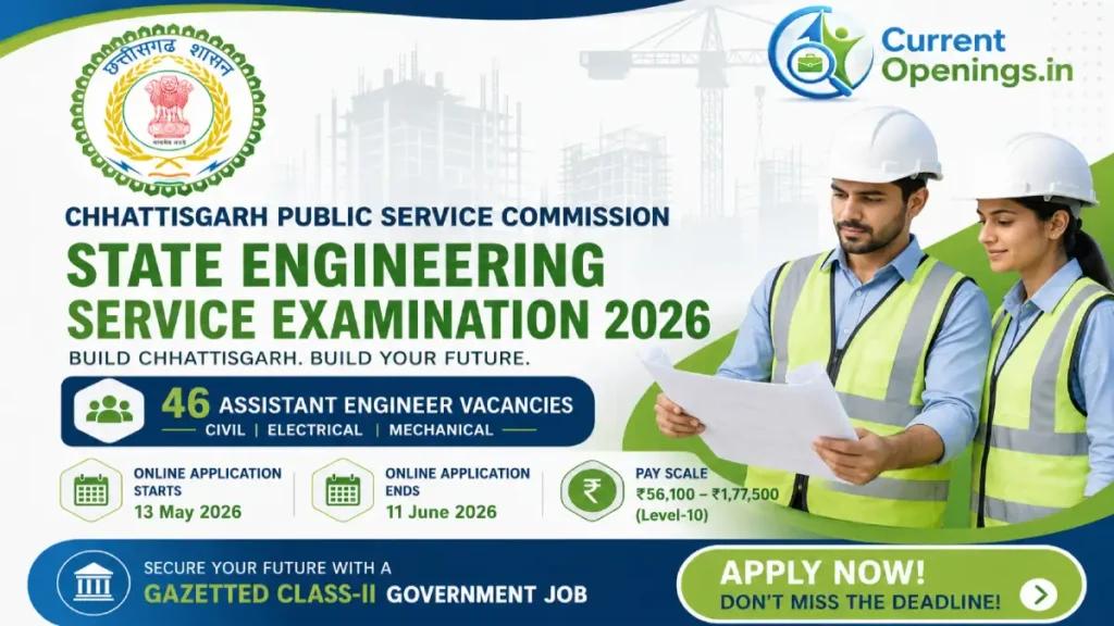 CGPSC State Engineering Service Exam 2026 – Apply Online for 46 Assistant Engineer Posts