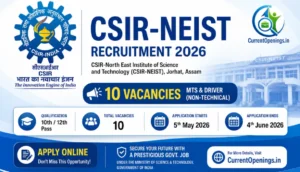 CSIR NEIST Recruitment 2026 &ndash; Apply Online for MTS and Driver Posts