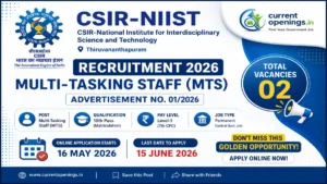 CSIR-NIIST MTS Recruitment 2026 &ndash; Apply Online for 02 Multi-Tasking Staff Posts