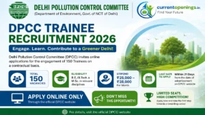 DPCC Trainee Recruitment 2026 &ndash; Apply Online for 150 Posts at dpcc.delhi.gov.in