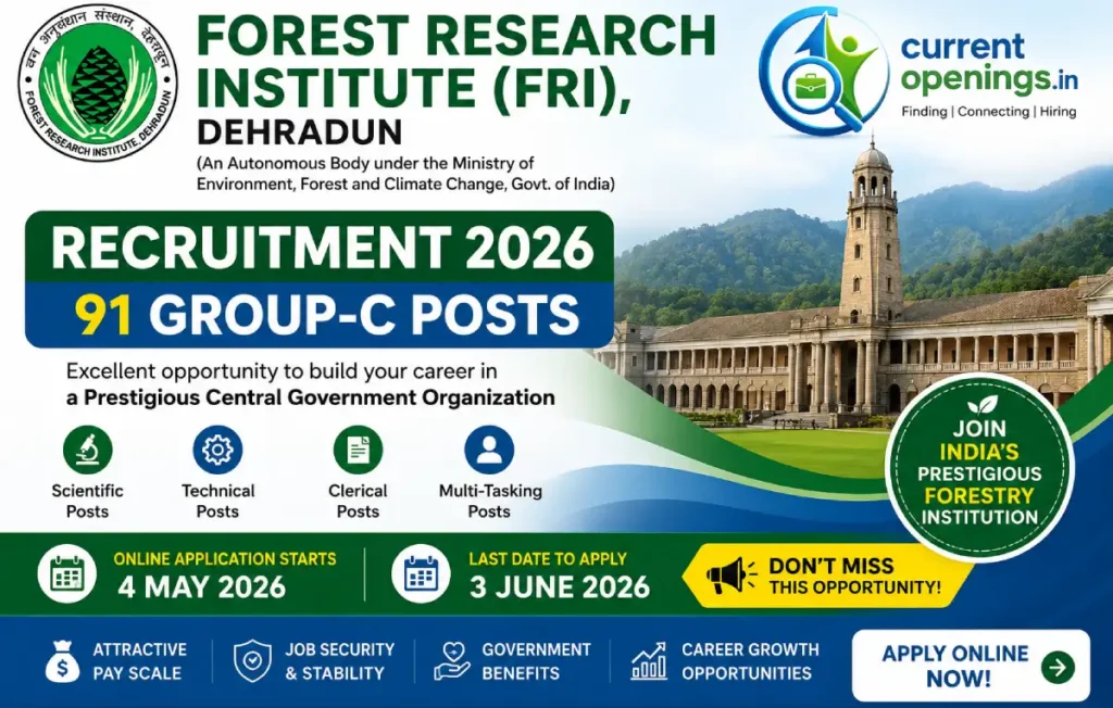 FRI Group-C Recruitment 2026 – Apply Online for 91 Posts at Forest Research Institute Dehradun