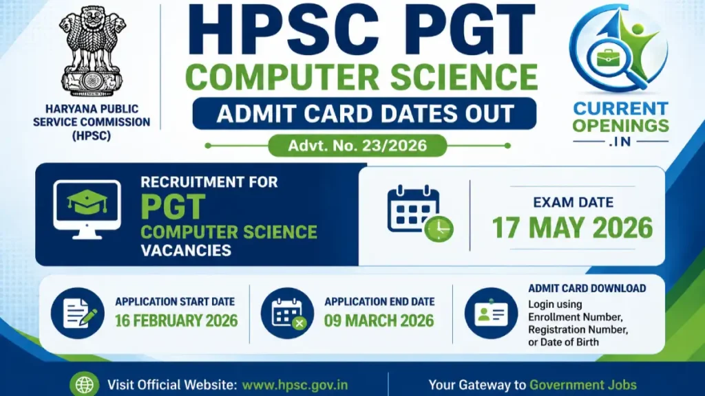 HPSC PGT Admit Card 2026 - Download Hall Ticket at hpsc.gov.in for May 17 Exam