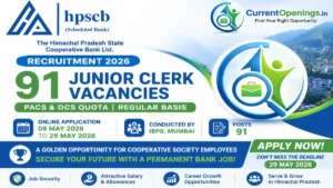 HPSCB Junior Clerk Recruitment 2026 &ndash; Apply Online for 91 Posts