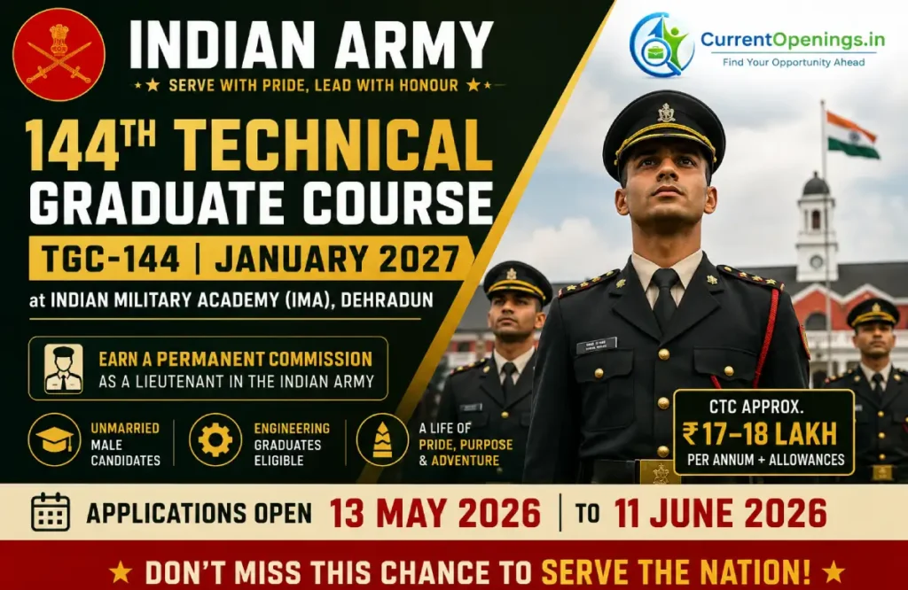 Indian Army TGC-144 Recruitment 2026 – Apply Online for 30 Officer Posts