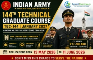 Indian Army TGC-144 Recruitment 2026 &ndash; Apply Online for 30 Officer Posts