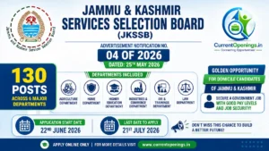 JKSSB Recruitment 2026 &ndash; Advertisement No. 04 for 130 Posts in J&K Government Departments