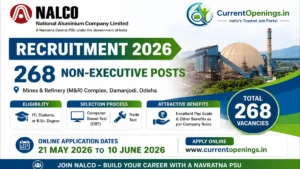 NALCO Non-Executive Recruitment 2026 &ndash; Apply Online for 272 Posts at M&R Complex Damanjodi