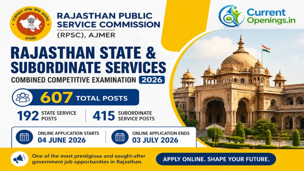RPSC RAS RTS Recruitment 2026 – Apply Online for 607 Posts