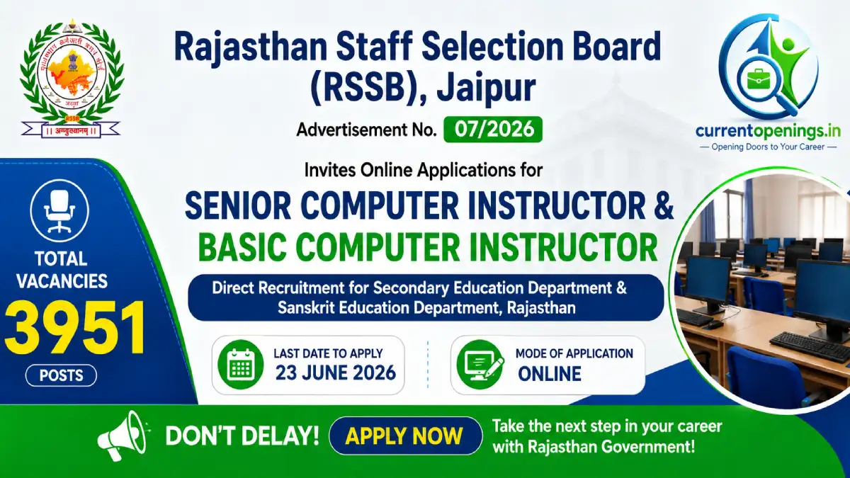 Basic Computer Instructor Rssb RSSB Computer Instructor Bharti 2026 – 3951 Posts Apply Now