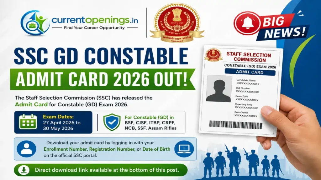 SSC GD Constable Admit Card 2026 – Download Hall Ticket at ssc.gov.in