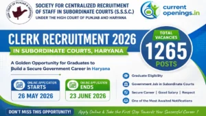 SSSC Haryana Clerk Recruitment 2026 &ndash; Apply Online for 1265 Posts