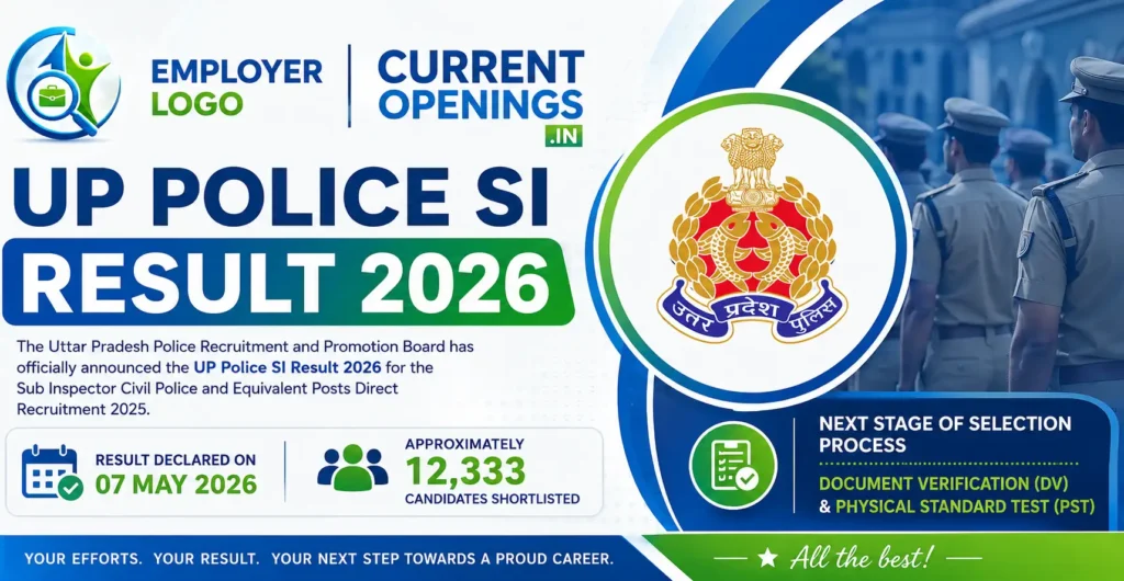 UP Police SI Recruitment 2025 DV PST Date 2026 – 15 जून से दस्तावेज़ सत्यापन शुरू