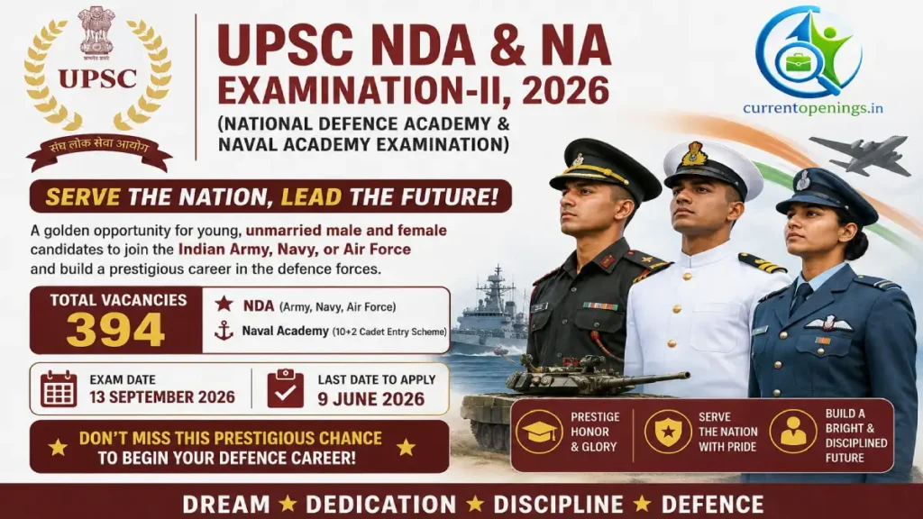 UPSC NDA NA II 2026 Recruitment – Apply Online for 394 Posts in Army Navy Air Force