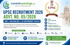 UPSC Recruitment 2026 &ndash; Apply Online for 185+ Posts | Advertisement No. 05/2026