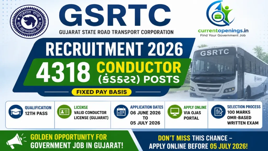 GSRTC Conductor Recruitment 2026 – Apply Online for 4318 Posts