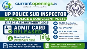 UP Police SI DV PST Admit Card 2026 &ndash; Document Verification starts June 15 for 4543 Sub Inspector Posts