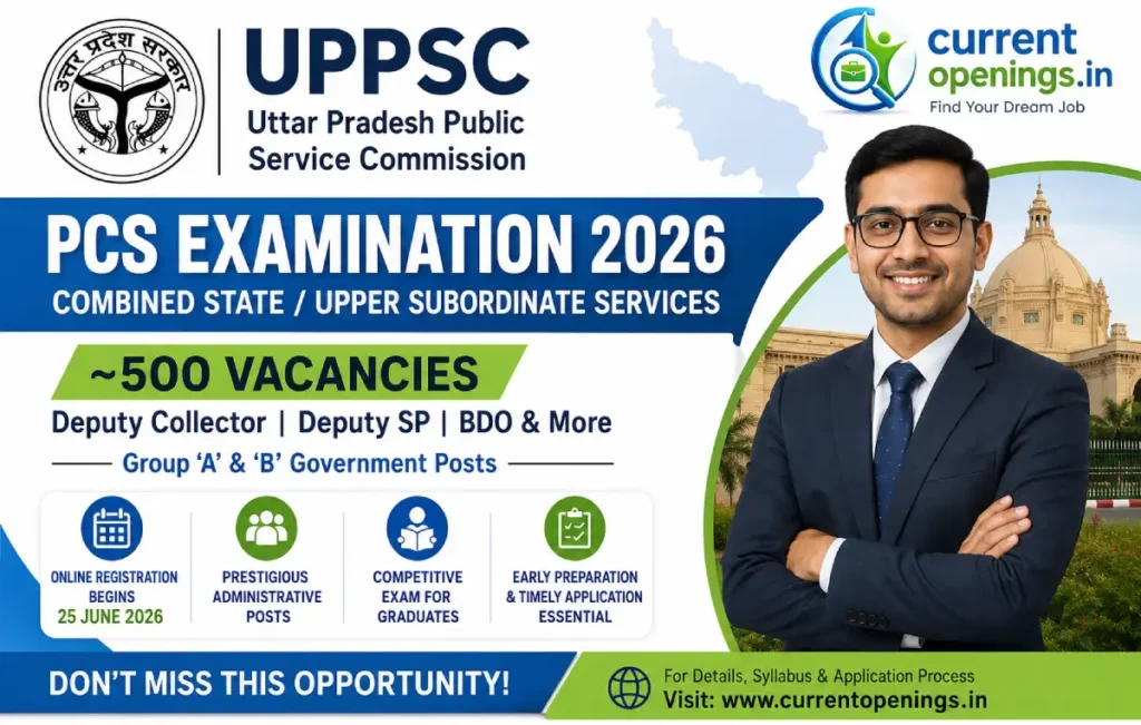 UPPSC PCS 2026 recruitment notification for 500 posts