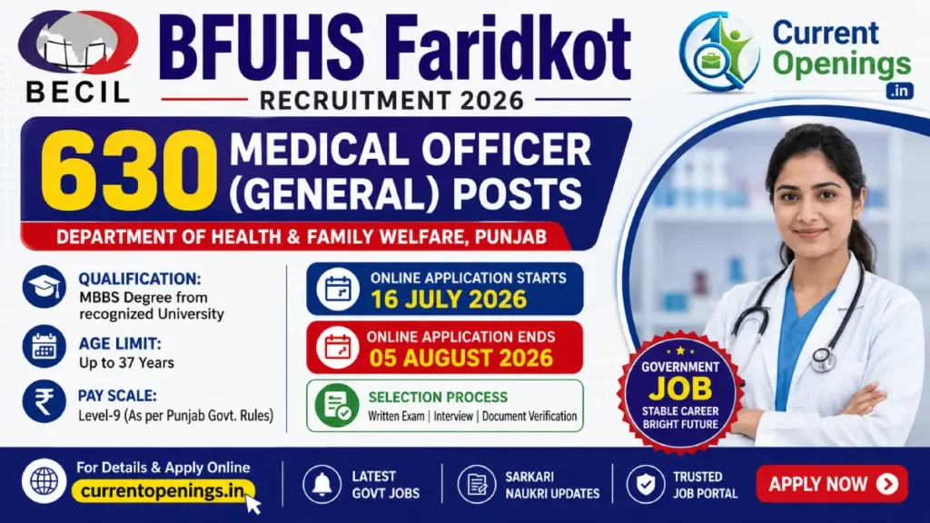 BFUHS Medical Officer Recruitment 2026 - 630 Posts Apply Online