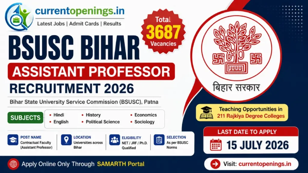 BSUSC Recruitment 2026 Assistant Professor Vacancy Notification
