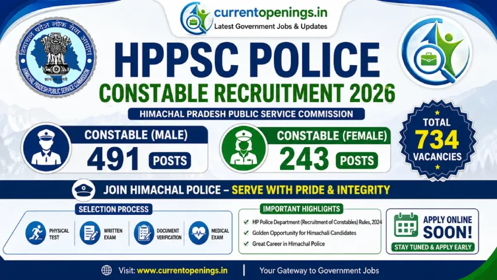 HPPSC Constable Recruitment 2026 notification for 734 posts