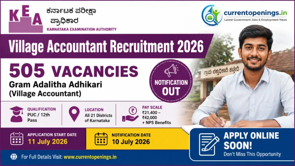 KEA VAO Recruitment 2026 Gram Adalitha Adhikari 505 posts notification