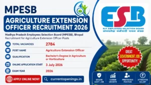 MPESB कृषि विस्तार अधिकारी भर्ती 2026 - 2784 पद