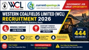 WCL Recruitment 2026 Mining Sirdar and Assistant Foreman Electrical Vacancy Notification