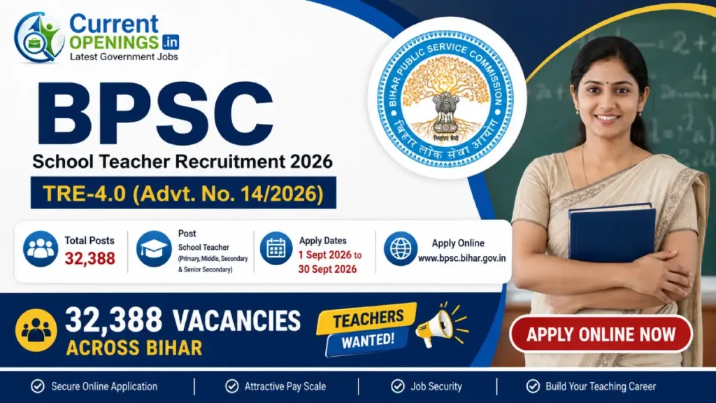 BPSC TRE 4.0 Teacher Recruitment 2026 notification banner