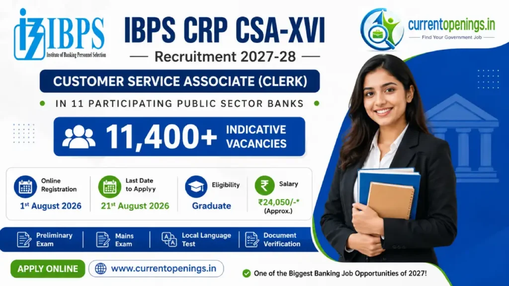 IBPS CRP CSA XVI 2026 Clerk Recruitment Notification Banner